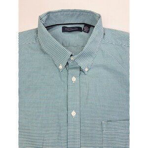 Roundtree Yorke Size 2XL Mens Green White Check Button Down Long Sleeve Shirt
